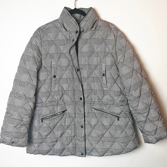 SZ 14/16 Lane Bryant Houndstooth Print Black And White Puff Jacket - Picture 1 of 6